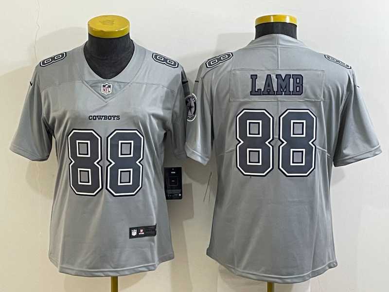 Women%27s Dallas Cowboys #88 CeeDee Lamb Grey Atmosphere Fashion 2022 Vapor Untouchable Stitched Nike Limited Jersey